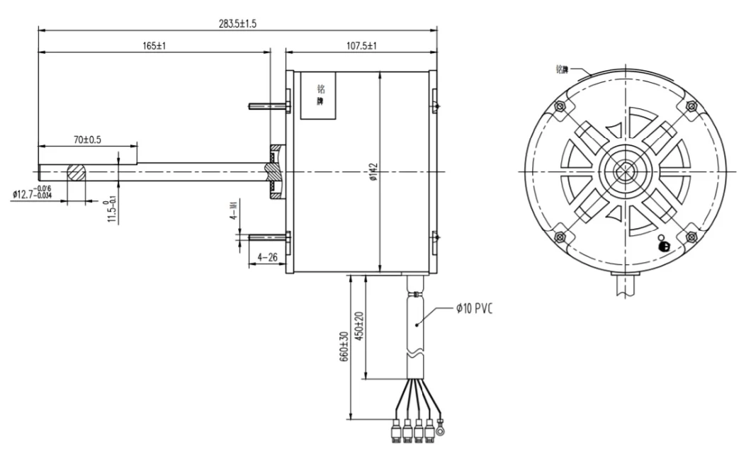 1/4HP Single Phase Electric Condenser AC Fan Motor/Air Conditioner Cooler Motor for Commertial Split Outdoor Fans