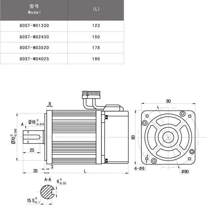 220V 400W 0.4kw 1.27n. M. 3000rpm Single-Phase 80st-M01330 Electric Servo AC Motor with Aasd-15A Driver